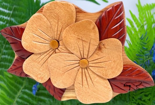 Spring Blossoms Intarsia Wooden Box – Handcrafted Floral Trinket Box