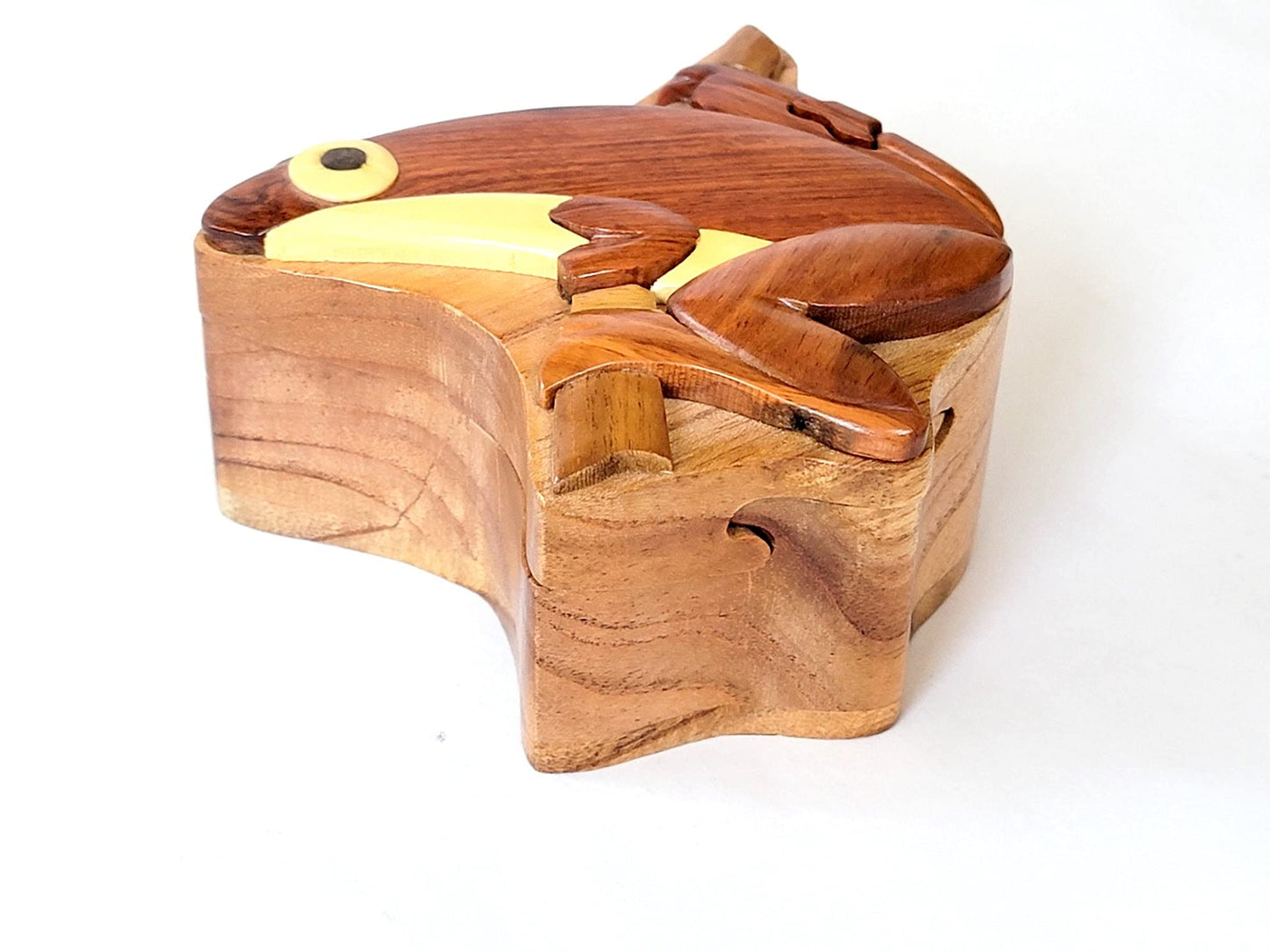 Tree Frog - Handmade Wooden Puzzle Box with Secret Compartment, All-Natural Intarsia Wood Art