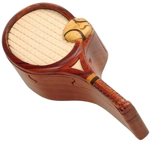Tennis - Handcrafted All-Natural Wooden Intarsia Puzzle Box