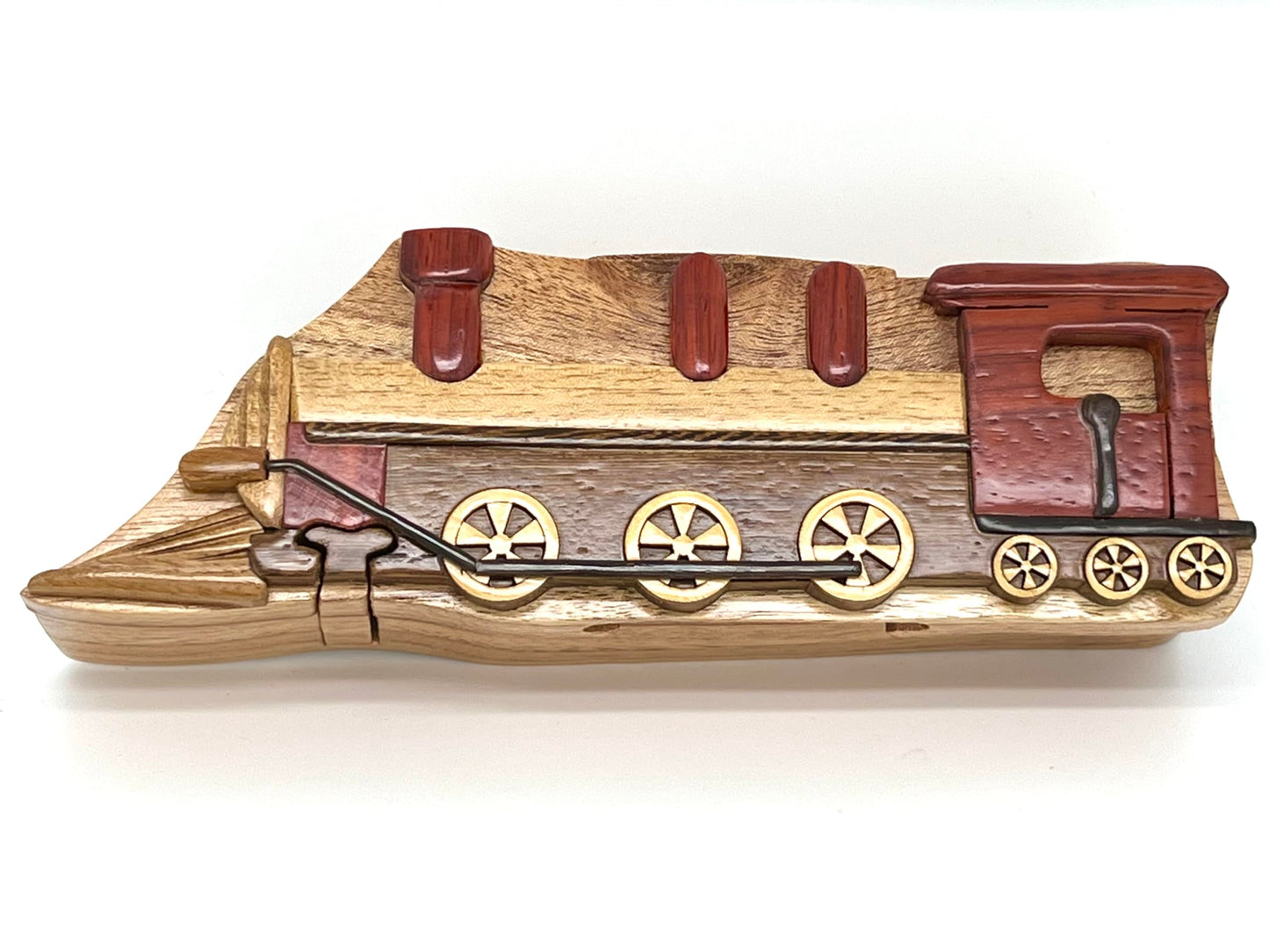Train - All-Natural Intarsia Wood Art - Handmade wood Puzzle Box