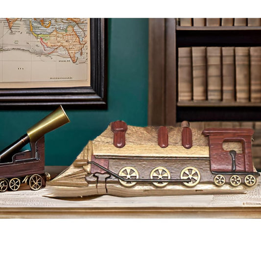 Train - All-Natural Intarsia Wood Art - Handmade wood Puzzle Box