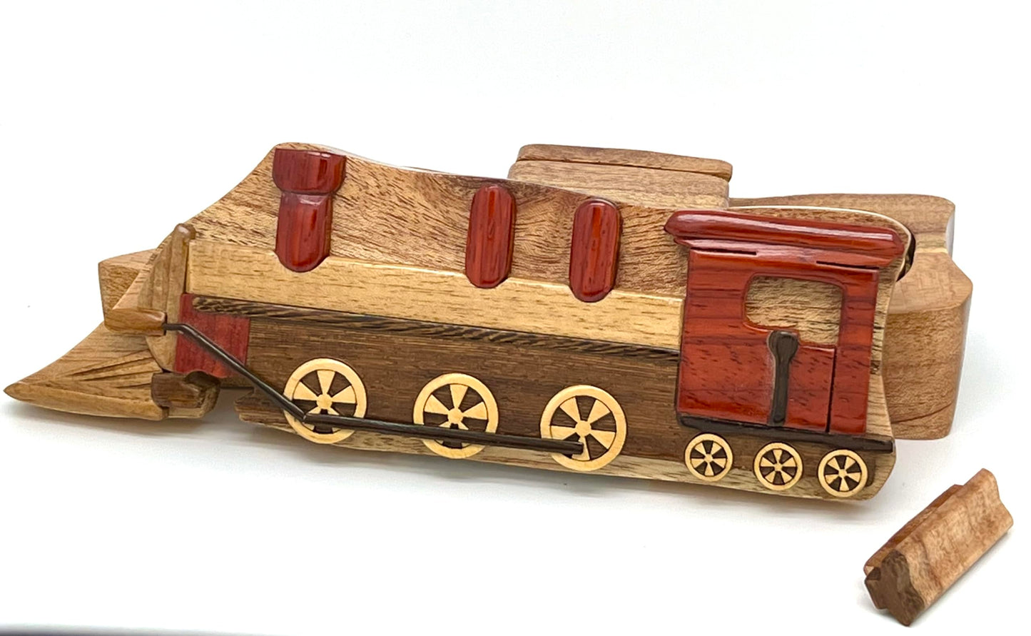 Train - All-Natural Intarsia Wood Art - Handmade wood Puzzle Box