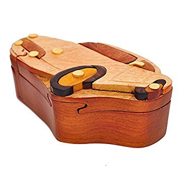 Sports Car, Handcrafted Intarsia Wood Puzzle Box with Secret Compartment