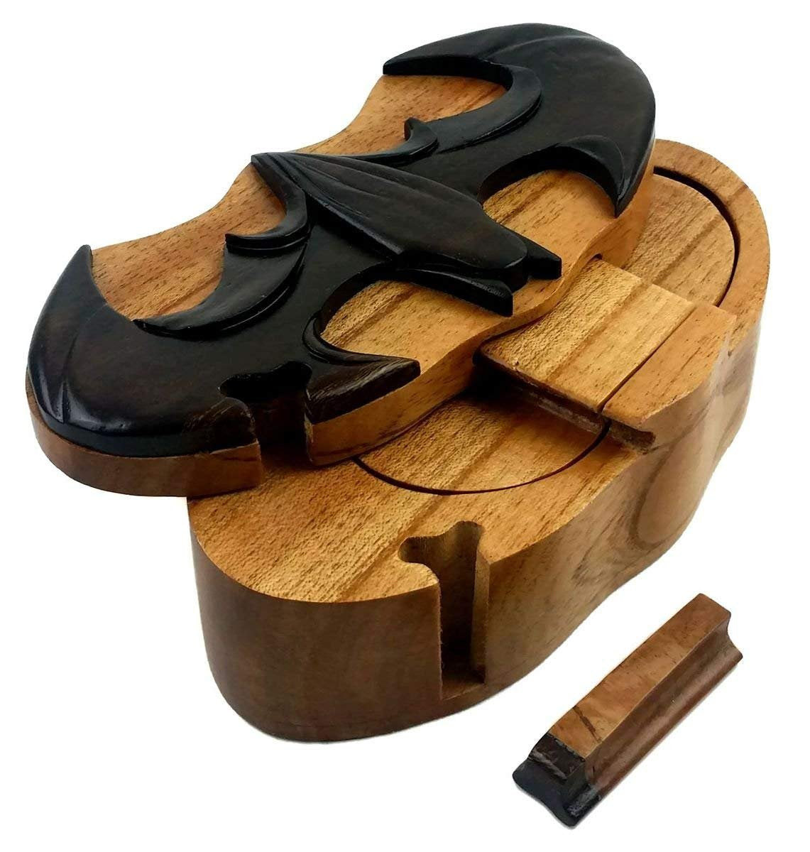 Batman, All-Natural Exotic Woods Puzzle Box, Handcrafted Intarsia Wood Art, Unique Storage Box