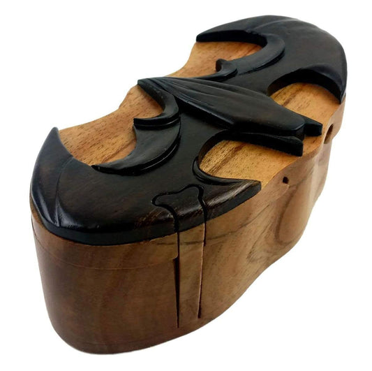 Batman, All-Natural Exotic Woods Puzzle Box, Handcrafted Intarsia Wood Art, Unique Storage Box