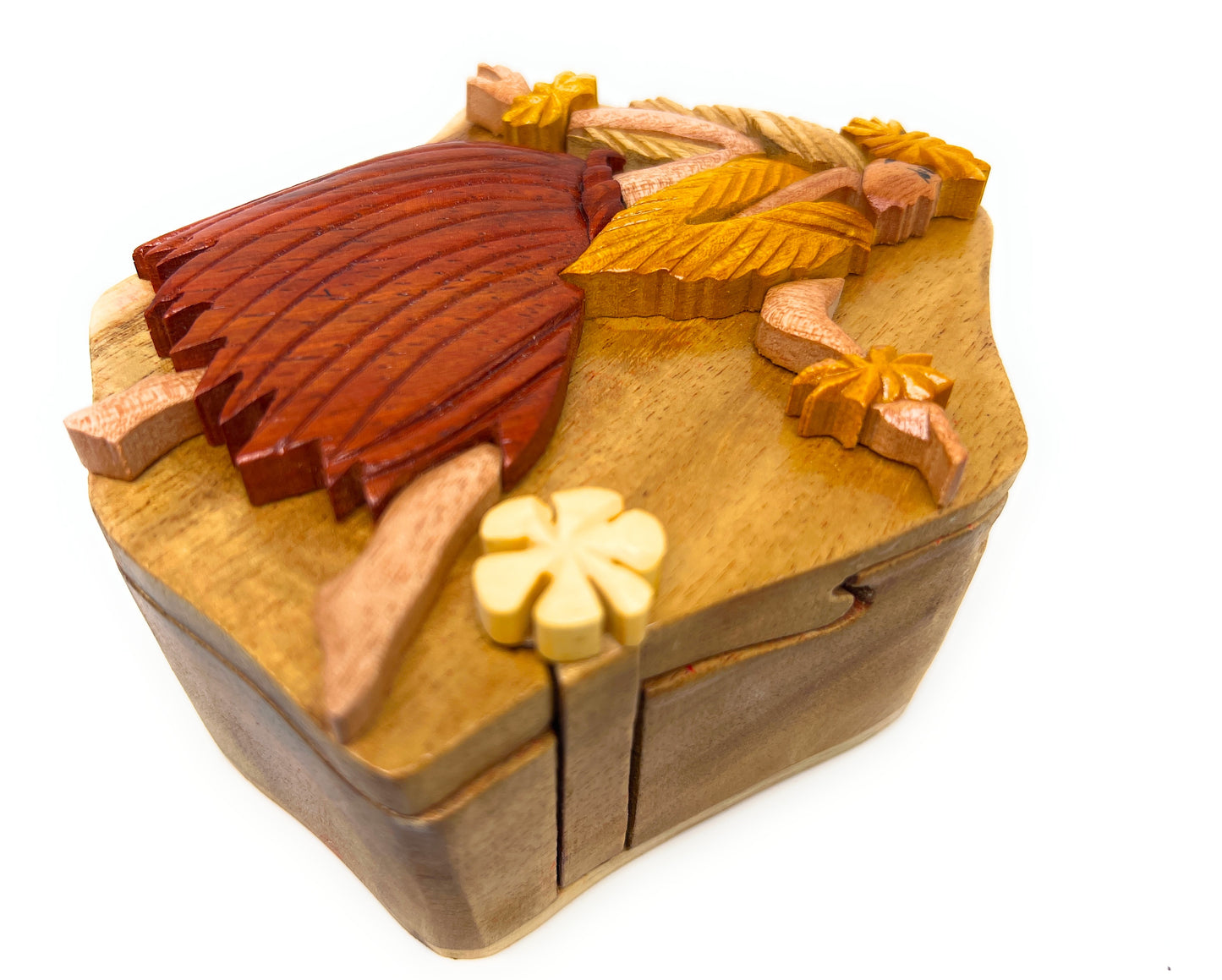 Hula Dancer - Wooden Puzzle Box with Secret Compartment