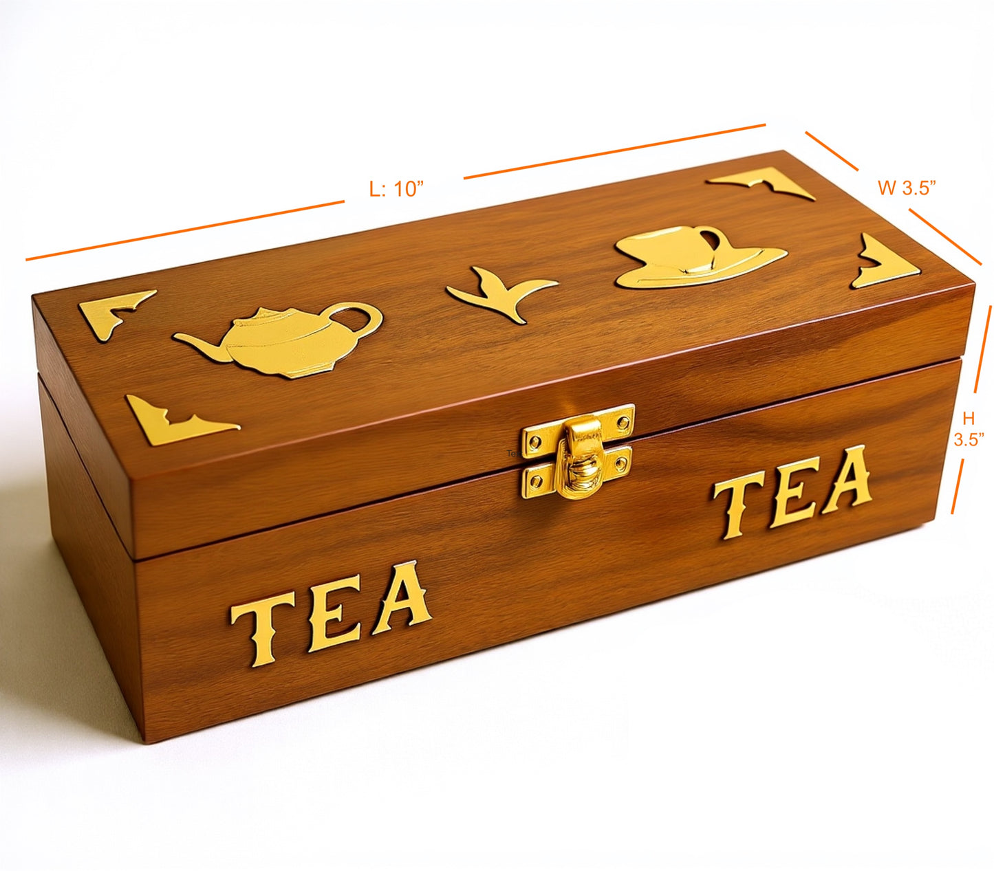 Rosewood Tea Box, 3-Compartment Tea Bag Organizer