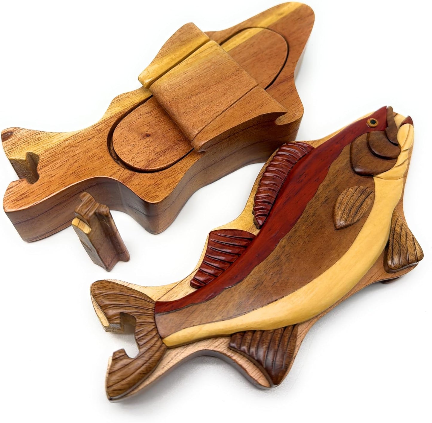 Walleye Fish - Handcrafted Wood Intarsia Puzzle Box