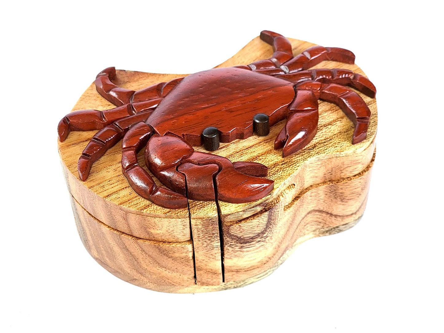 Crab - All-Natural Intarsia Wood Puzzle Box - Handcrafted with Secret Compartment