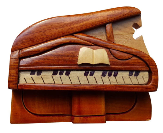 Handmade Wooden Art TRICK SECRET Piano Jewelry Puzzle Trinket Box (3026)