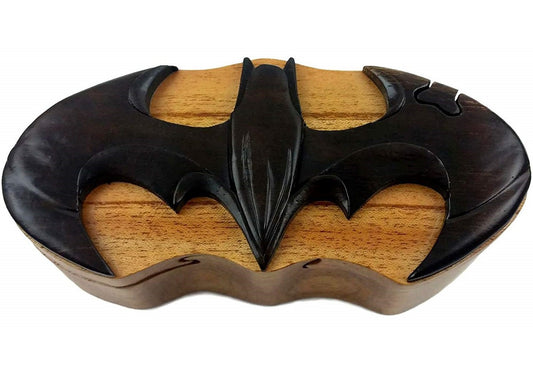 Batman, All-Natural Exotic Woods Puzzle Box, Handcrafted Intarsia Wood Art, Unique Storage Box