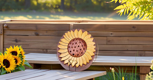 Sunflower - Natural Intarsia Wood Puzzle Box - Handcrafted with Secret Compartment