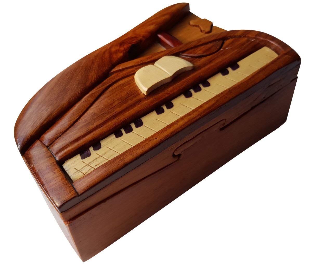 Handmade Wooden Art TRICK SECRET Piano Jewelry Puzzle Trinket Box (3026)