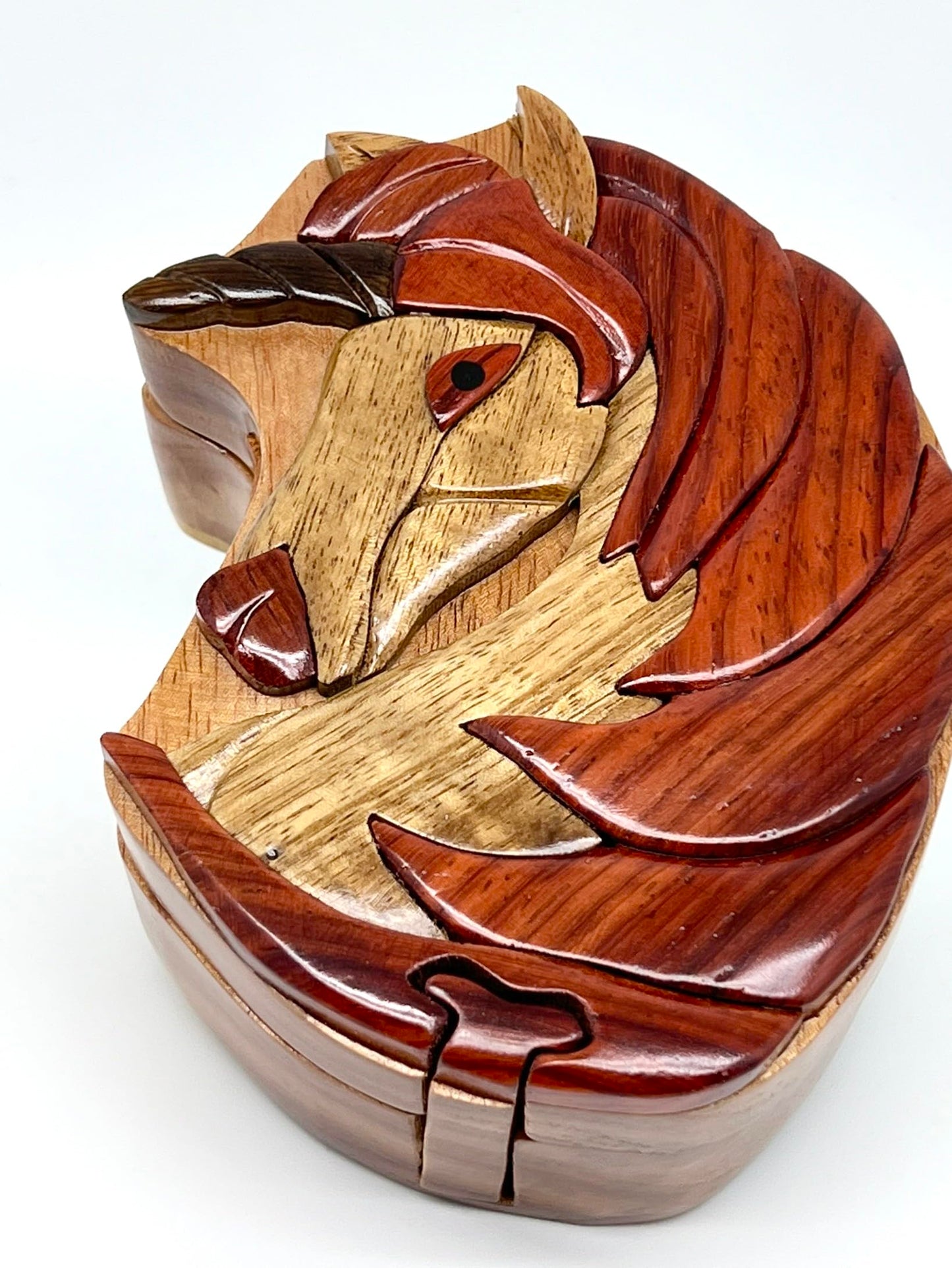 The Handcrafted Unicorn Puzzle Box with Wooden Lids, 3D Wooden Puzzle Toy, All-Natural Intarsia Wood Art