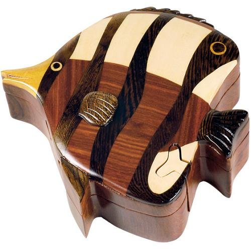 Angel Fish - Handcrafted Intarsia Wooden Puzzle Box with Secret Compartment