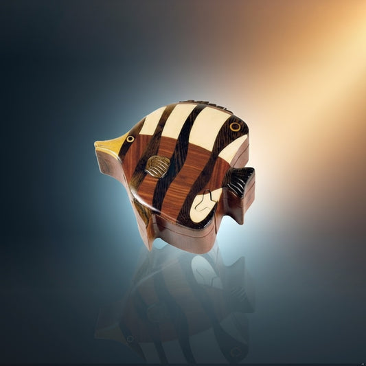 Angel Fish - Handcrafted Intarsia Wooden Puzzle Box with Secret Compartment