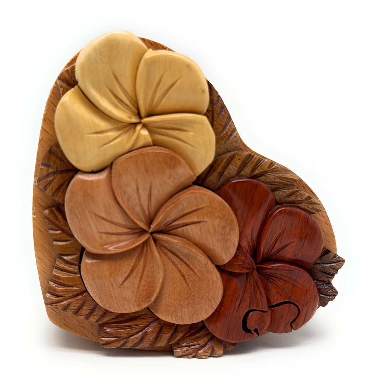 Blooming Heart, Handcrafted Wooden Puzzle Box, Secret Compartment Intarsia Wood Art