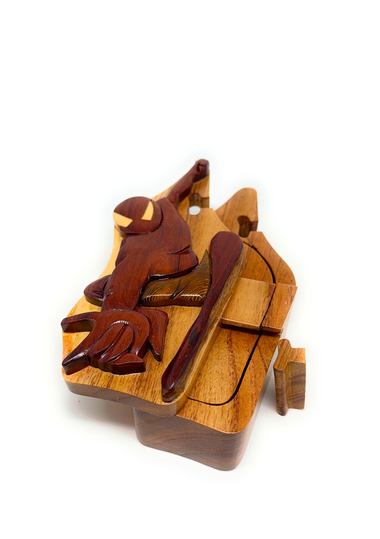 Spider-man Handcrafted Intarsia Wood Puzzle Box - Secret Compartment Keepsake,– Unique Gift, Jewelry Storage, Home Decor