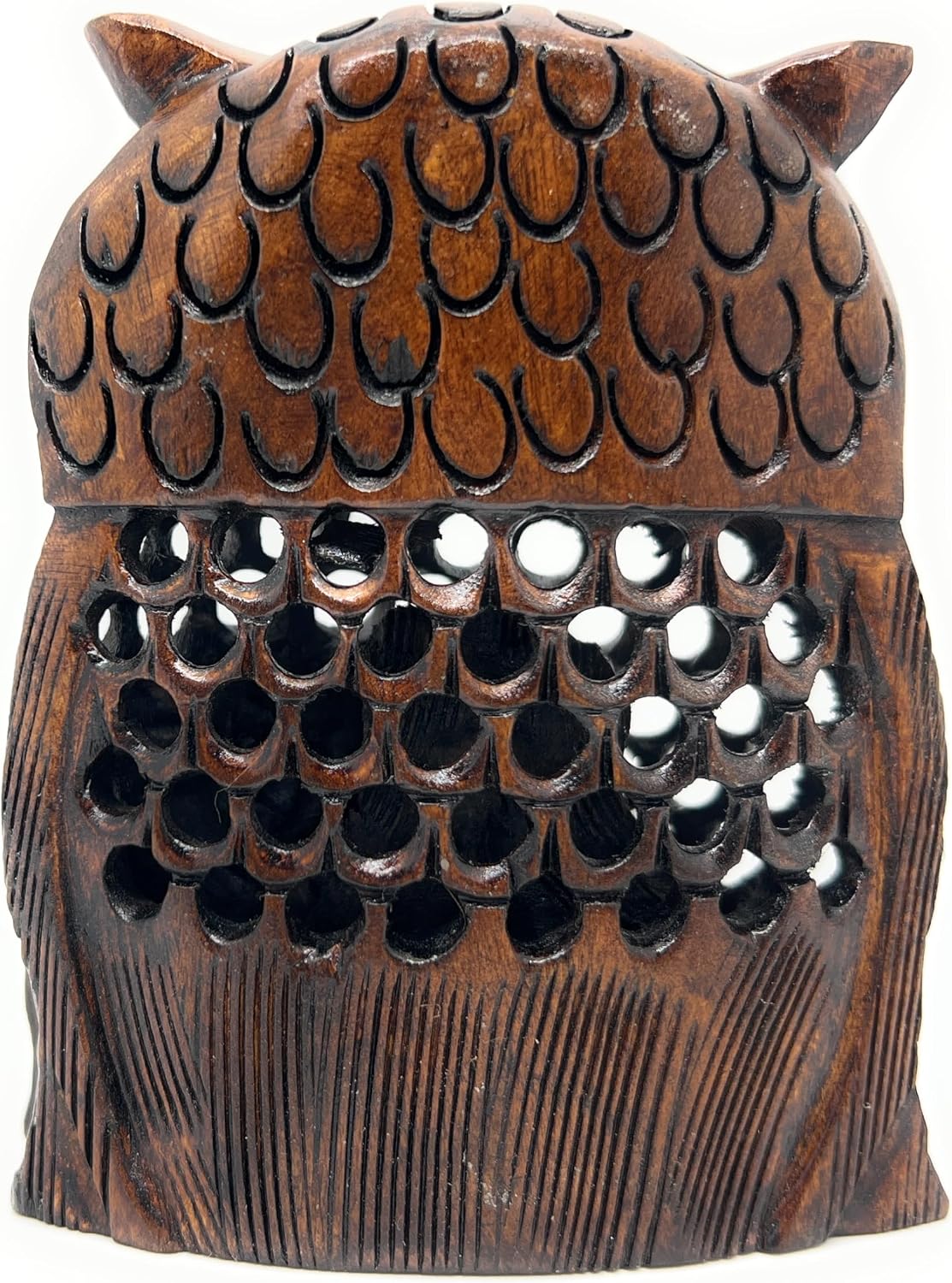 Hand‑Carved Cedar Wood Owl Pair – Undercut Jali Art, Natural Decor & Meaningful Family Gift