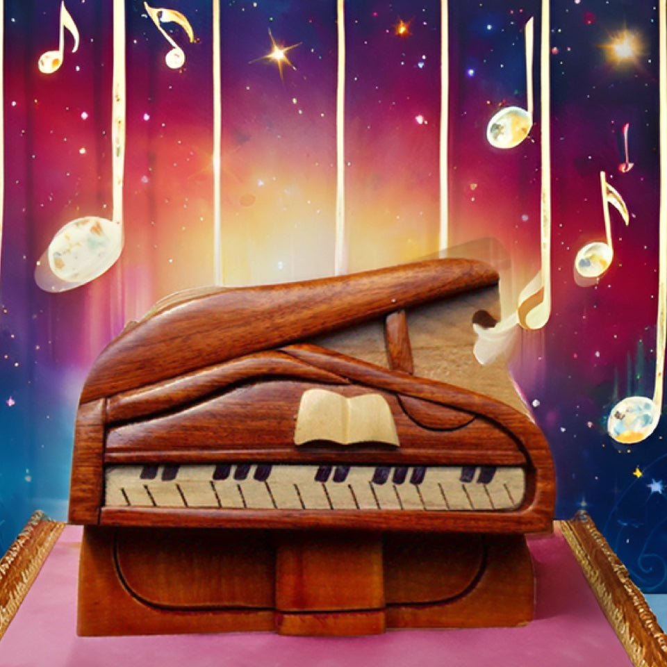 Handmade Wooden Art TRICK SECRET Piano Jewelry Puzzle Trinket Box (3026)