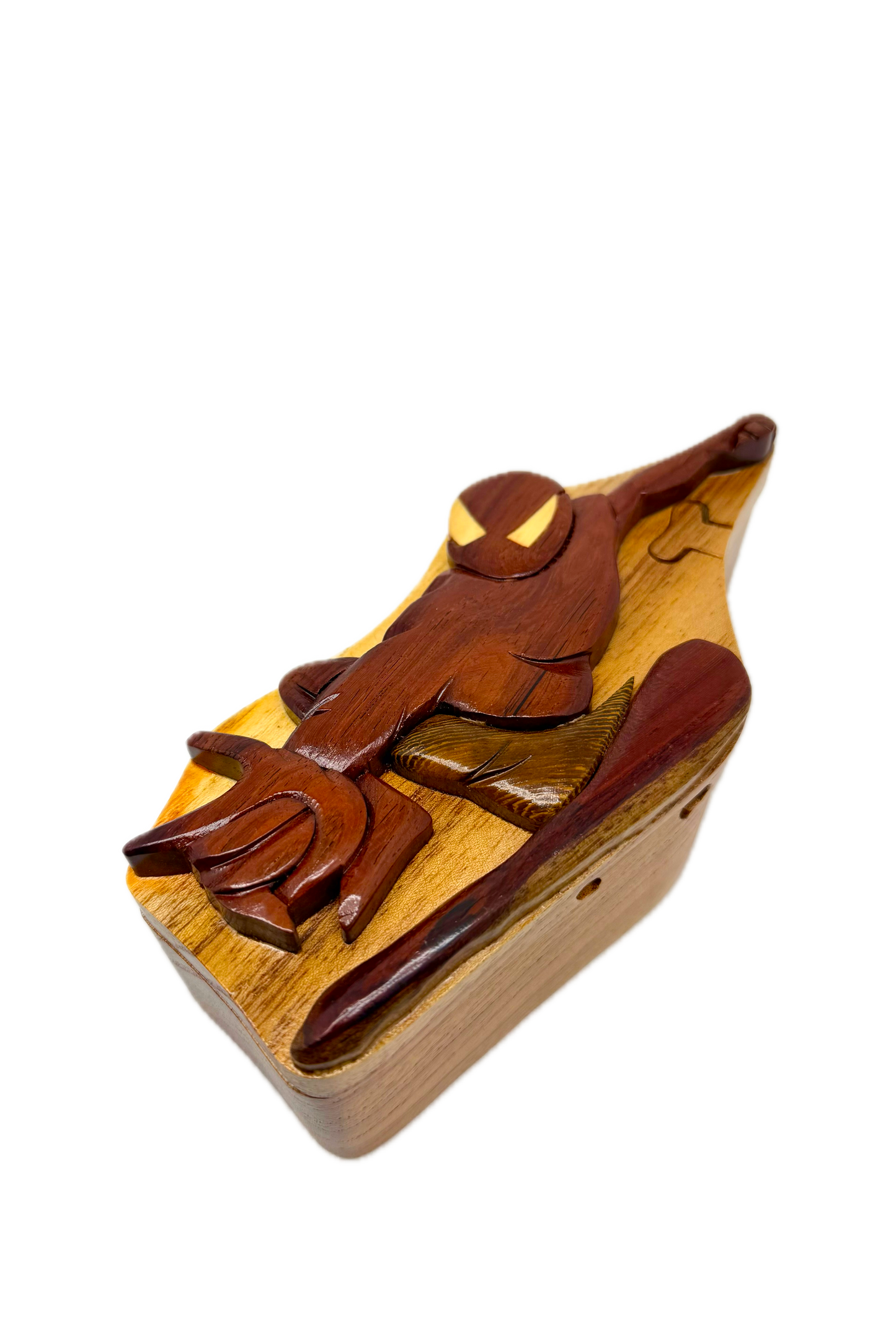 Spider-man Handcrafted Intarsia Wood Puzzle Box - Secret Compartment Keepsake,– Unique Gift, Jewelry Storage, Home Decor