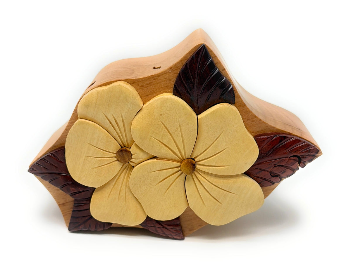 Spring Blossoms Intarsia Wooden Box – Handcrafted Floral Trinket Jewelry Storage