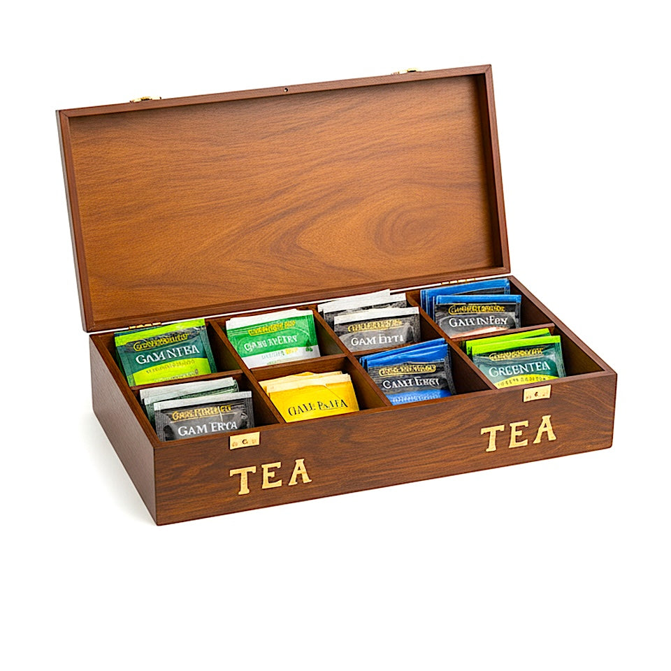 Handcrafted Rosewood Wooden Tea Bag Storage Box