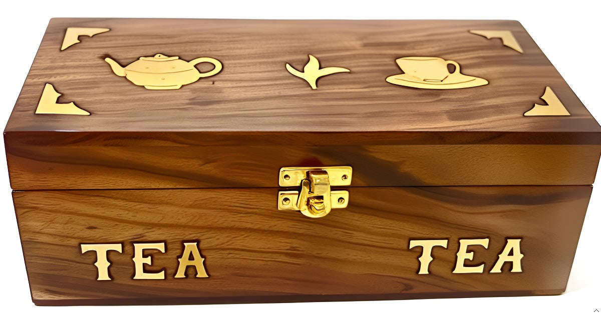 Handcrafted Rosewood Tea Storage Box, 3 Compartments