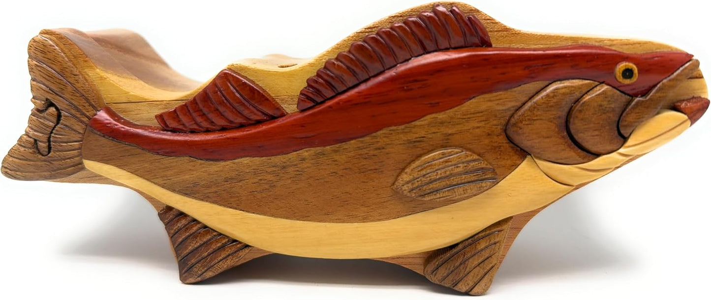 Walleye Fish - Handcrafted Wood Intarsia Puzzle Box