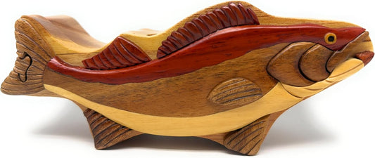 Walleye Fish - Handcrafted Wood Intarsia Puzzle Box