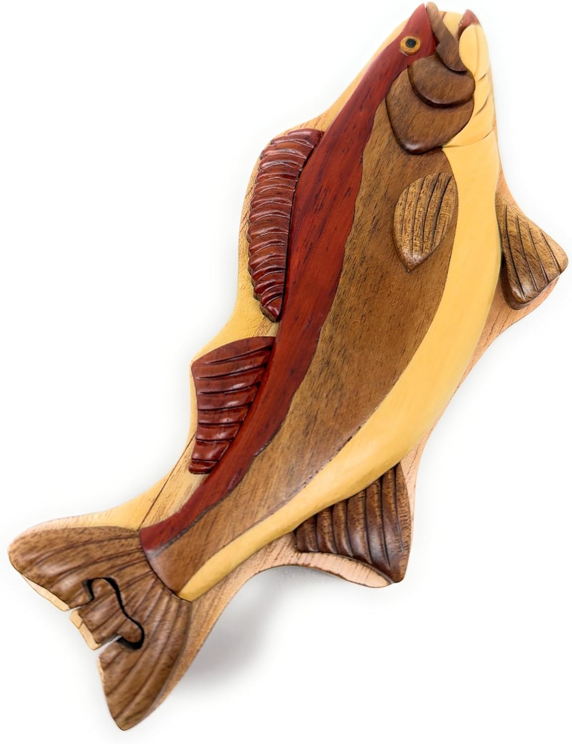 Walleye Fish - Handcrafted Wood Intarsia Puzzle Box