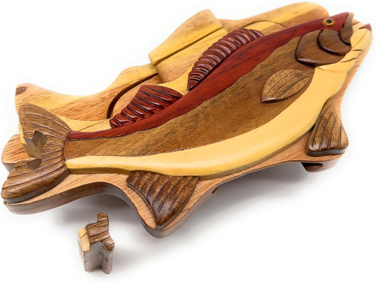 Walleye Fish - Handcrafted Wood Intarsia Puzzle Box