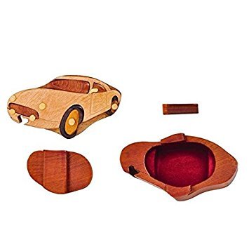 Sports Car, Handcrafted Intarsia Wood Puzzle Box with Secret Compartment