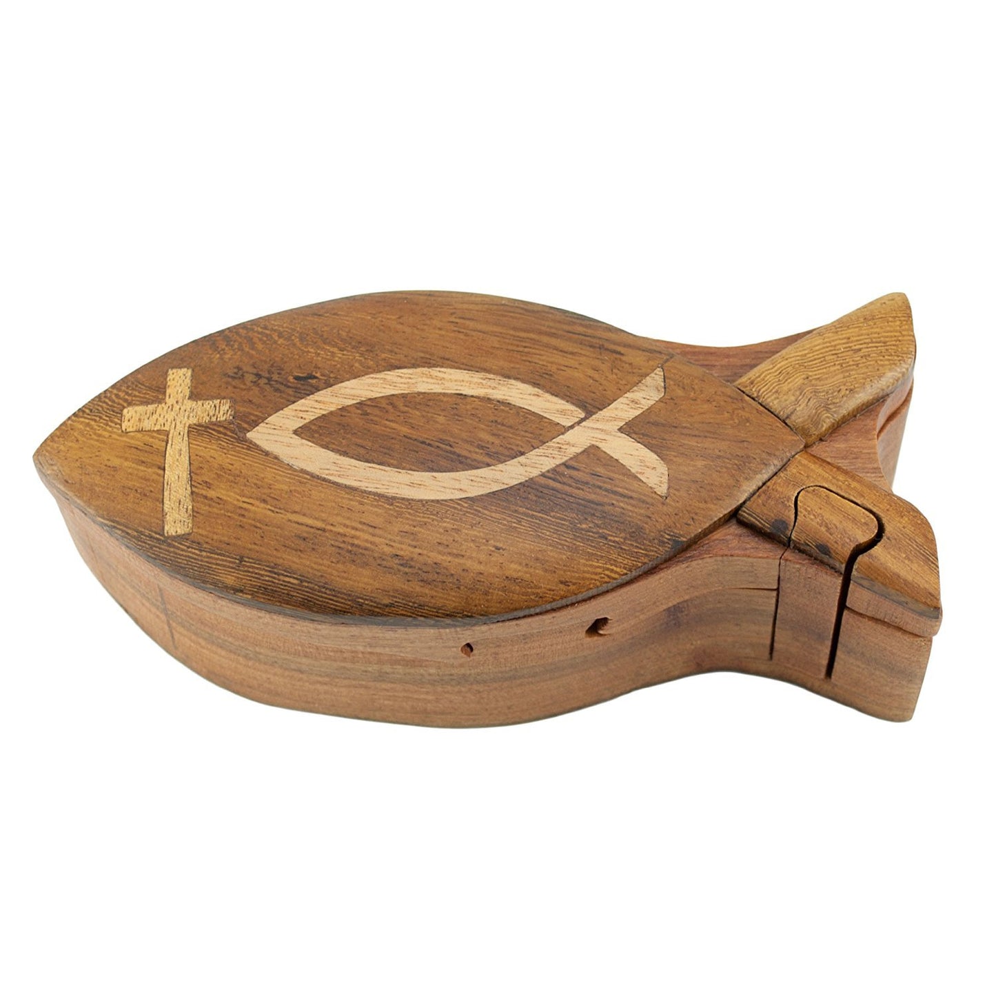 Icthus Christian Fish, All-Natural Intarsia Wood Art