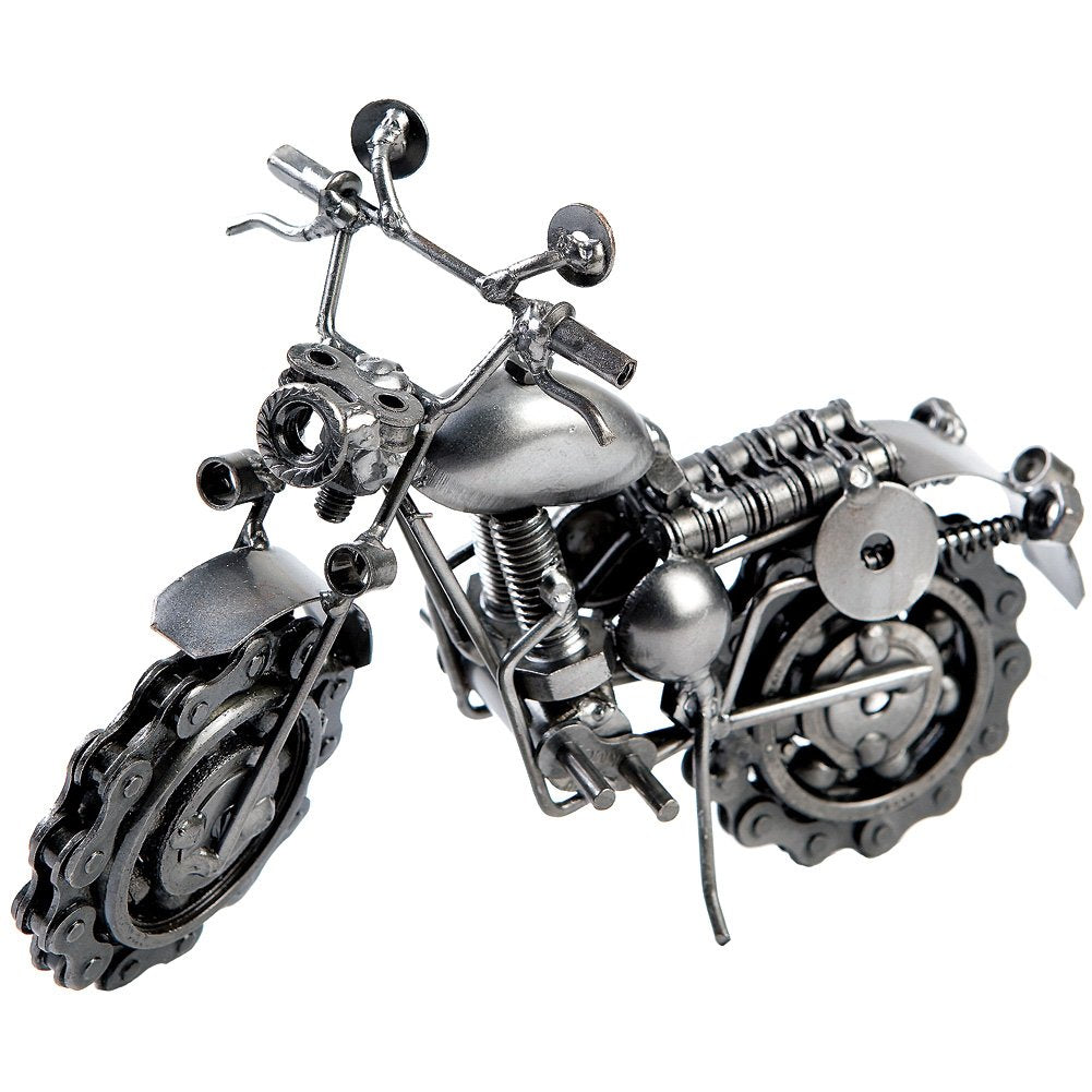 Rough Rider Motorcycle, 7" Collectible Art Sculpture Made with Recycled Metal